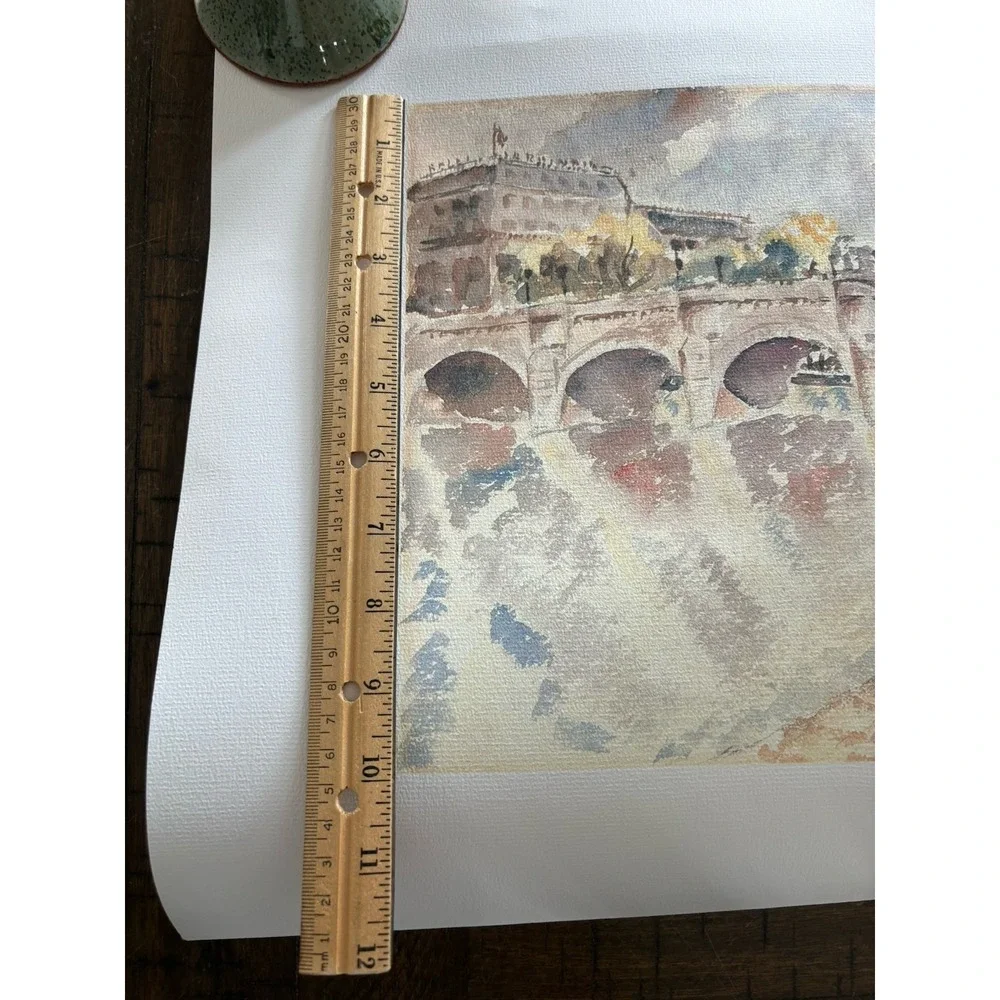 VTG Issued 1987 Watercolor Print Of Pont Neuf Signed L‎ Redstone 37 Architects